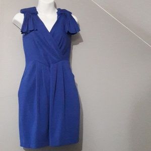 Blue V-Neck Mini Dress-Akira Black Label